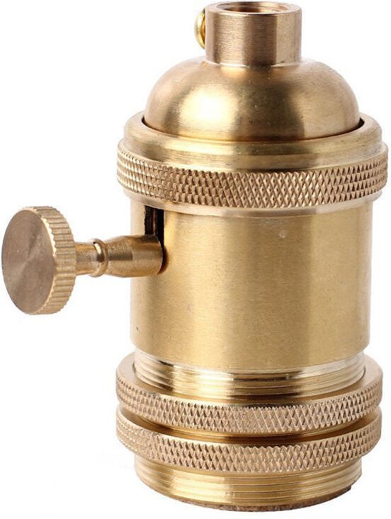 Vintage E26 E27 Lampenfassung mit Schalter in Kupfer-Messing-Farbe (Gold)