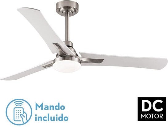 Ventilator 22w Dc Coro Nickel 3asp Weiß/Buche 6Stufen 3Farben 2180lm 132d/Erdbeben, Memory & Timer - Fabrilamp