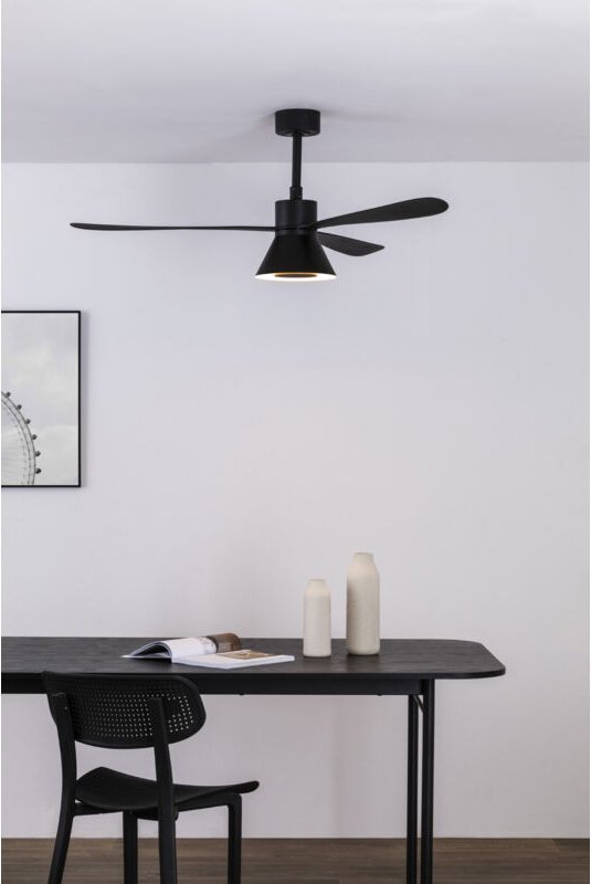 Faro Amelia Große 3-Blatt-Lampe in Mattschwarz mit Licht 2700-3500-5000K, Tuya Smart System