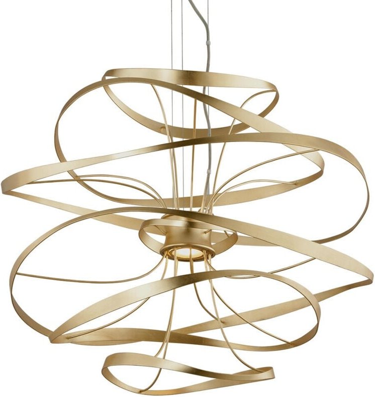 Calligraphy 2-flammige Pendelleuchte Blattgold Edelstahl poliert, Glas, 2700K