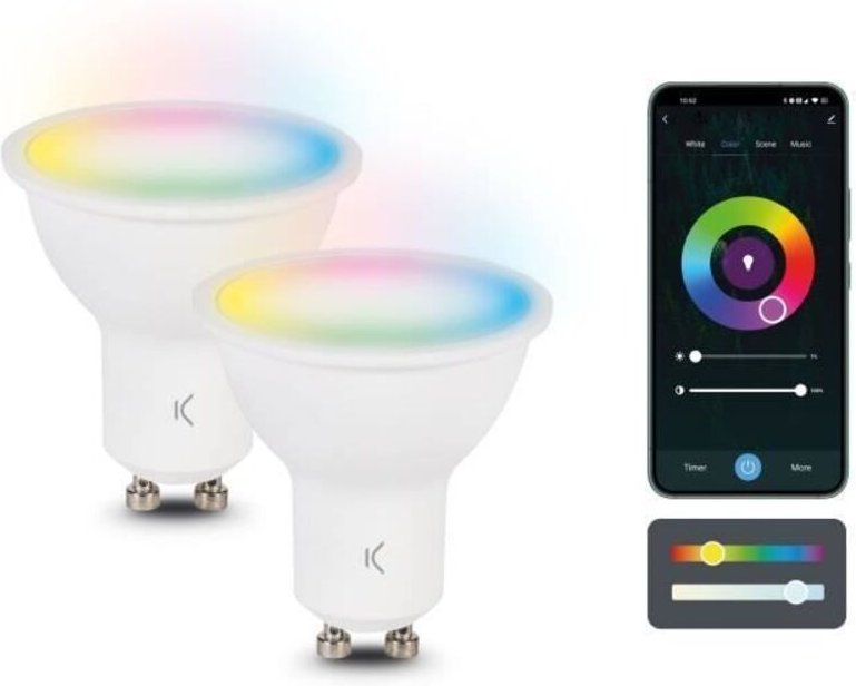Intelligente Glühbirne - KSIX - GU10 - 2er-Pack - RGB + CCT - 9W - Alexa-kompatibel