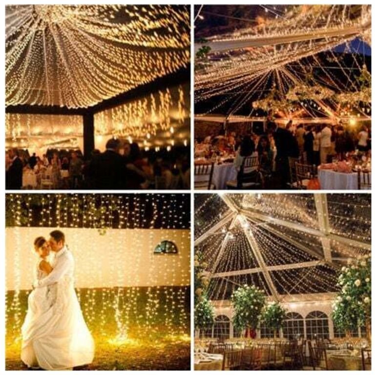 100 m lange Lichterkette mit 600 LEDs für Karneval, Hochzeiten, Außen-, Innen- und Gartenbeleuchtung – RWMobilier Lichte...