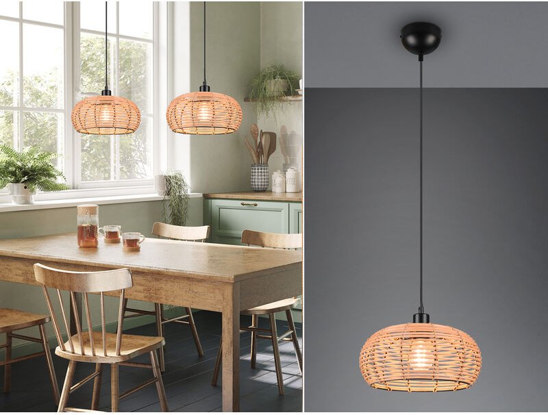 Thumbnail - Led Pendelleuchte 1-flammig Korbgeflecht aus Rattan, ø 29cm