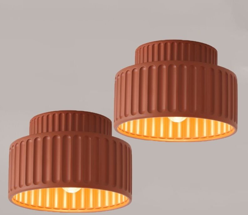 Modern Deckenleuchte Rund Deckenlampe Lampenschirm Rot E27 Ø23CM für Esszimmer Wohnzimmer Schlafzimmer Flur - 2Pcs