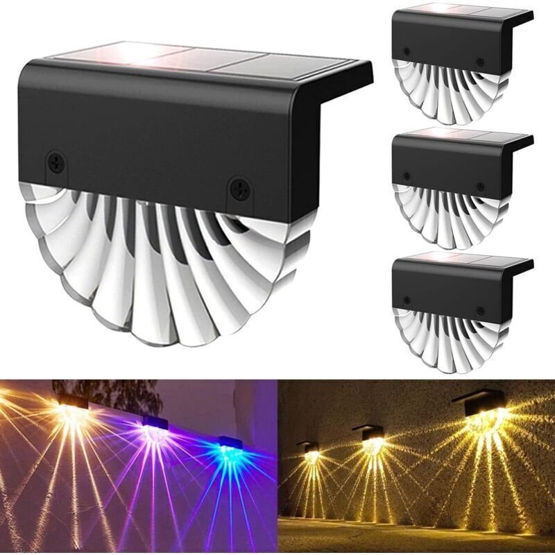 Solarleuchten für den Außenbereich, IP65 LED, 7 Beleuchtungsmodi, Warmweiß/Farbig, für Garten, Zaun, Hof, Garage (4er-Pa...