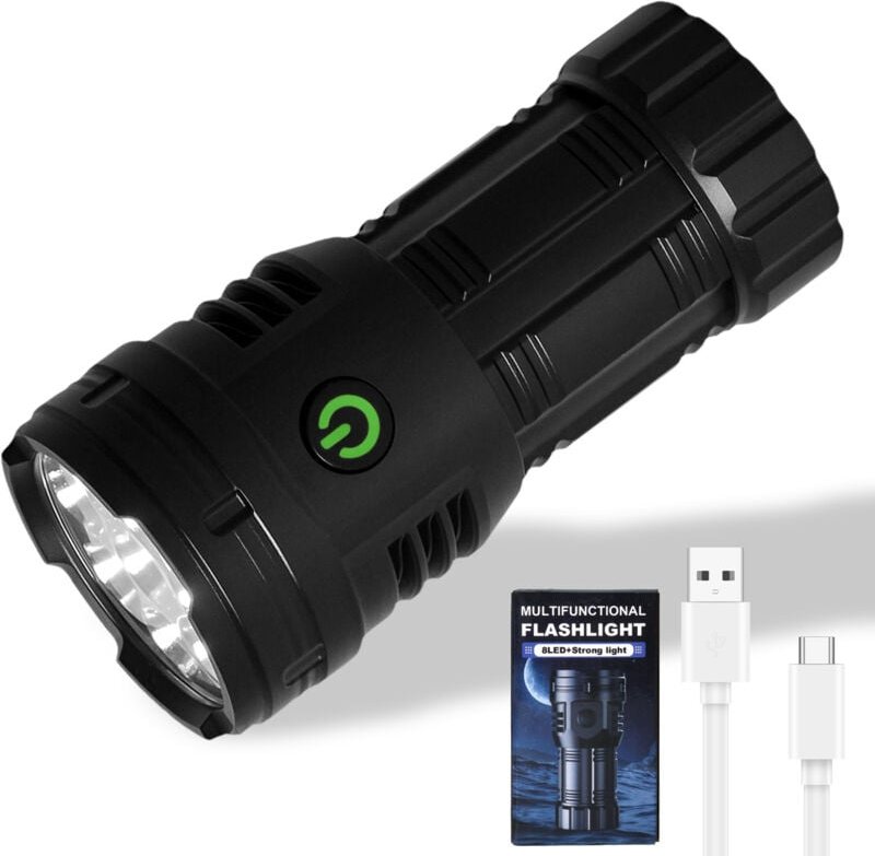 2 Stück extrem leistungsstarke LED-Taschenlampen, USB-wiederaufladbare Taschenlampen, 3 Leuchtmodi, taktische Taschenlam...