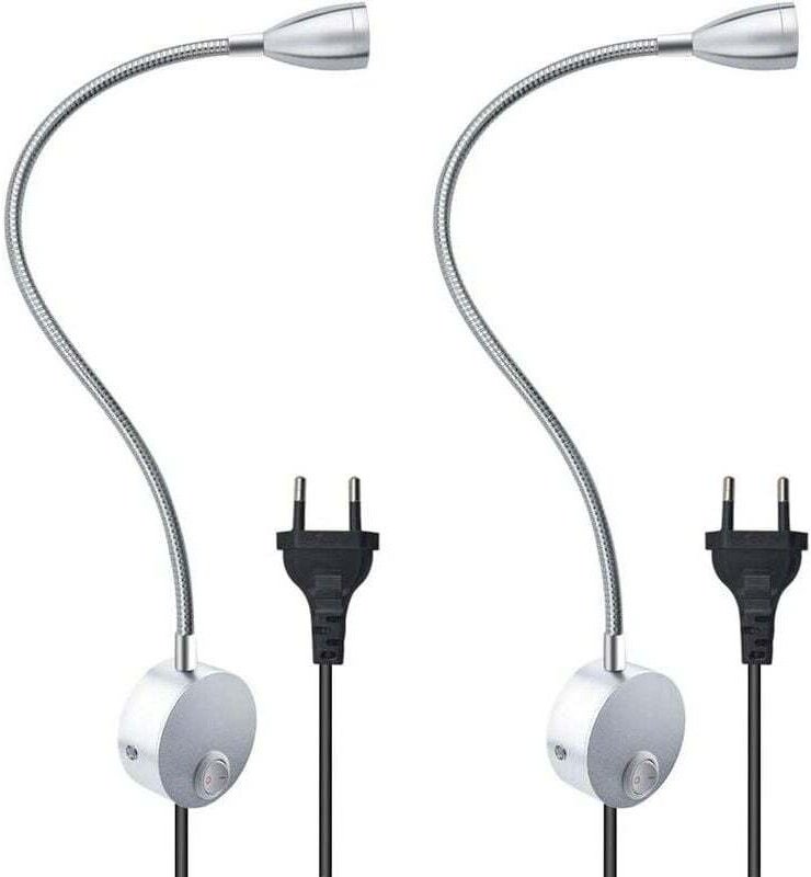 Flexibles Wandleselicht mit EU-Stecker und Schalter, Wandlampe zum Lesen von Büchern, Schlafzimmer-Kopfteil (2 Einheiten...