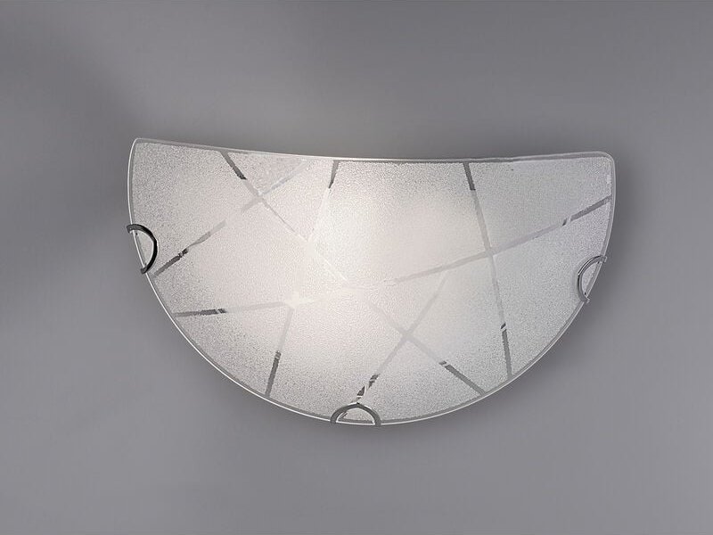 Flache led Wandleuchte Glasschirm mit Streifendekor, Breite 30cm