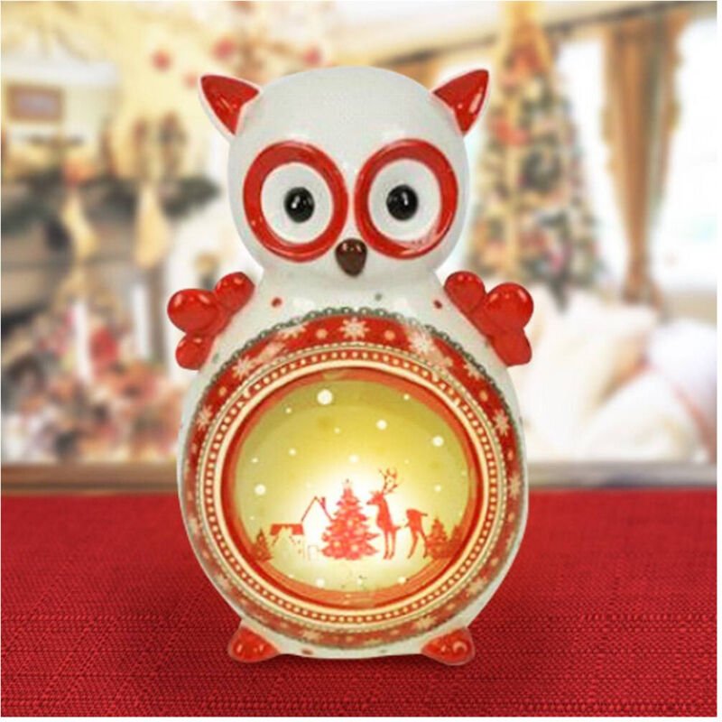 Trade Shop Traesio - Trade Shop - lanterna ceramica gufo mit elektrischen candela 28 cm -