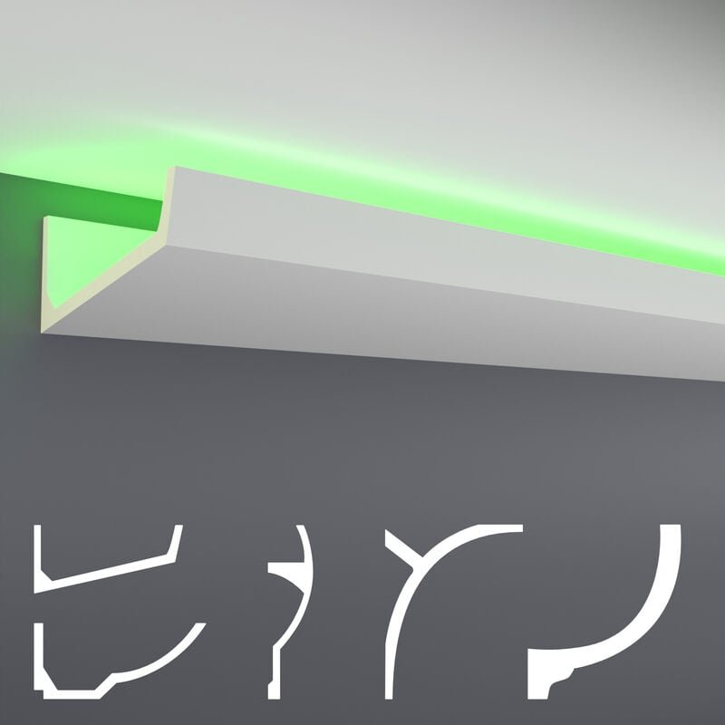 Thumbnail - Led Stuckleisten aus pu - lichtundurchlässig, Variantenvielfalt & vorgrundiert - Sparpakete: 10 Meter, AB273 / 180x82mm