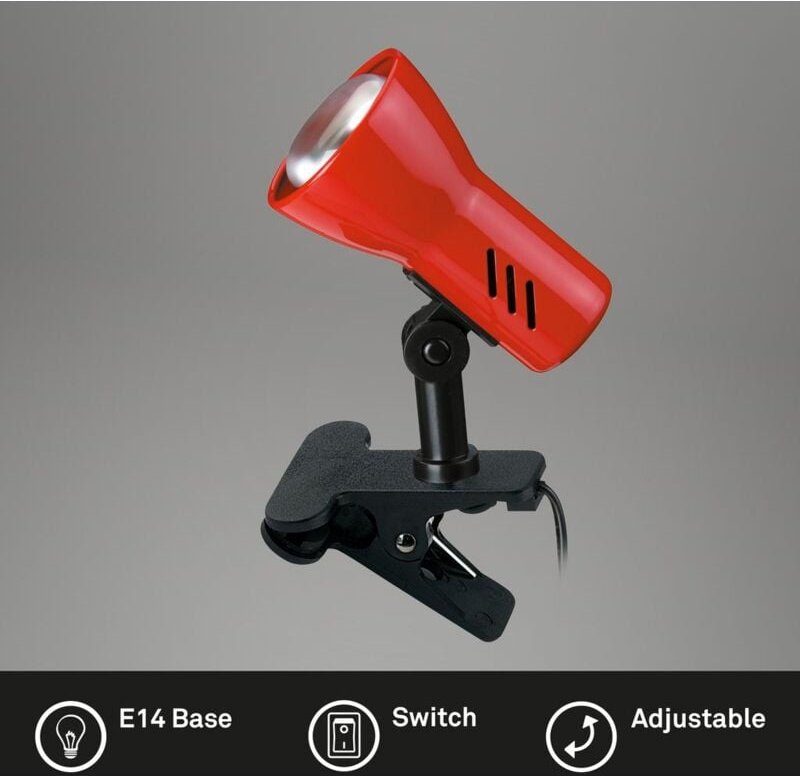 Klemmleuchte Klemmlampe Kinderzimmerlampe schwenkbar 1xE14 40W Rot Briloner