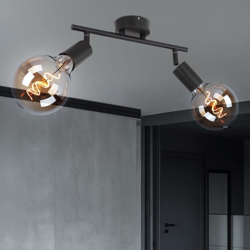 Deckenleuchte 2-Flammig Spotleuchte Strahler schwenkbar Deckenlampe Spotlampe schwarz, Metall, 2x led Filament 7W 720Lm ...