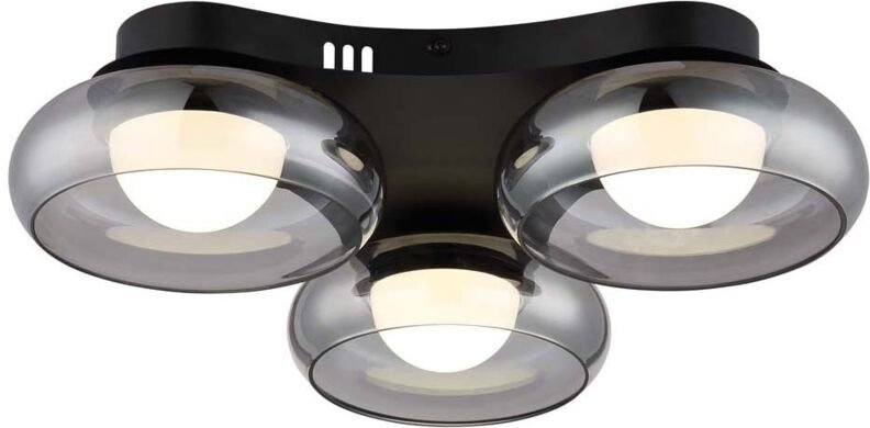 Deckenleuchte Deckenlampe Wohnzimmerlampe schwarz LED Glas rauchfarben D 50 cm