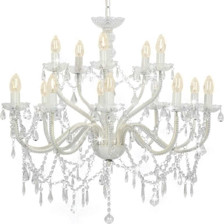 Thumbnail - Kronleuchter 2-lagig Weiß 15×E14-Glühbirnen - Vidaxl