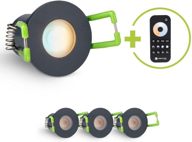 Einbaustrahler Mini Livorno 3W CCT 2700K-6500K IP65 - Farbe: anthrazit RAL 7016 - Anzahl: 4x