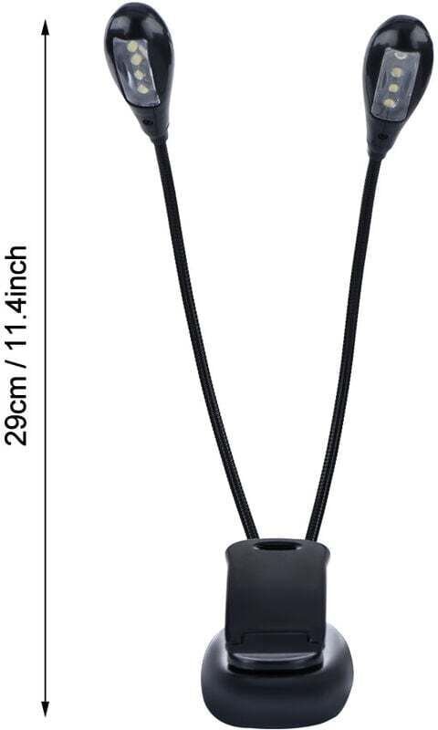 KZQ - Notenpultlampe, 8 LEDs Mini-Doppelkopflampe Verstellbare Klemmlampe USB-Kabel Lese-/Buch-/Tisch-/Nachttischlampe