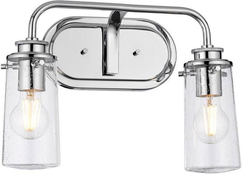 Wandleuchte Wandlampe Bad Glaslampe chrom Feuchtraum IP44 2 flammig b 37,4 cm