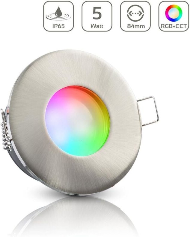 Einbauspot IP65 rund - Farbe: Edelstahl - LED Leuchtmittel: GU10 5W RGB+CCT