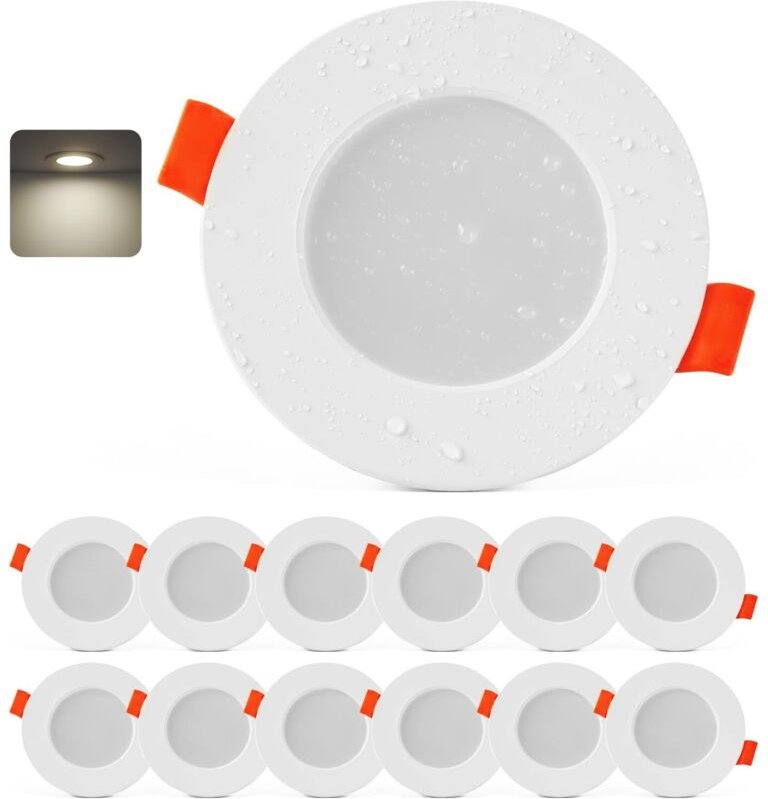 LED Einbaustrahler 230V, 12er Set IP44 LED Spots Badezimmer 4000K Neutralweiß, 4W Deckenspots Weiß, 25mm Ultra Flach Spo...