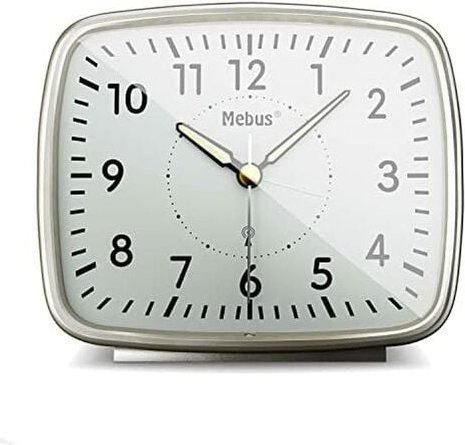 Unbekannt - Mebus analoger Funk-Wecker im Retro-Design mit abgerundeten Ecken/Material: Kunststoff/Farbe: Silber/Modell:...