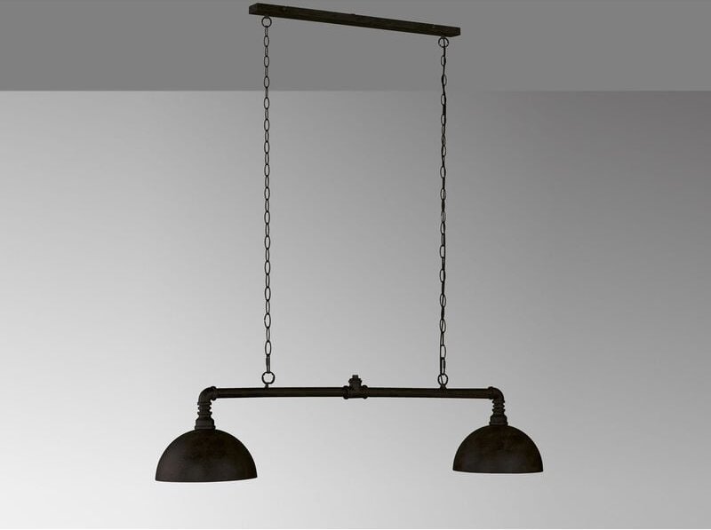 Meinewunschleuchte - led Pendelleuchte 2-flammig Industrial Schwarz Gold Design Rohr, Breite 87cm