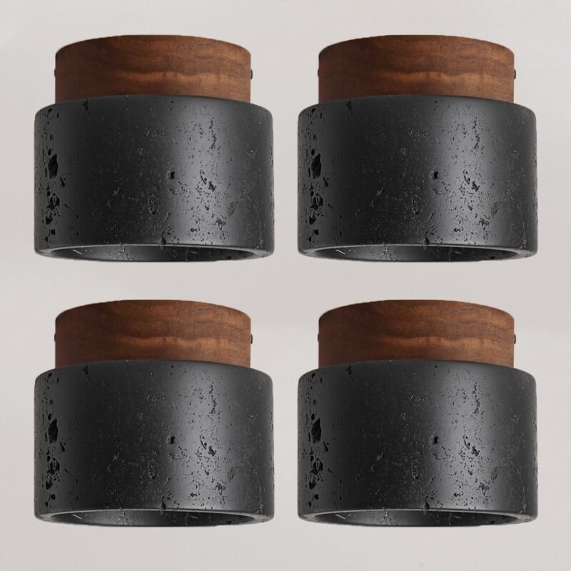 E27 Retro Deckenlampe Dekoration Deckenleuchte Holz Travertin Küchenlampe für Flur Büro Balkon Ø12CM - 4Pcs