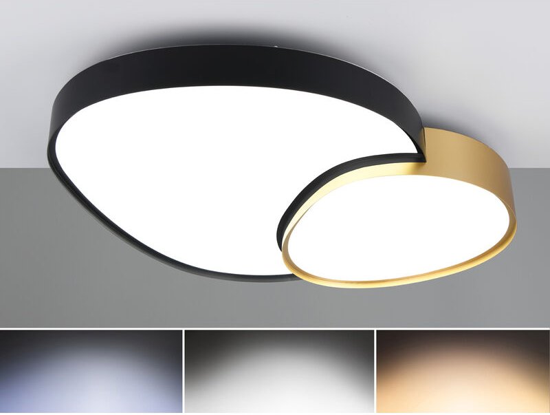 Thumbnail - Große led Deckenleuchte rise mit Fernbedienung Schwarz Gold, Breite 77cm