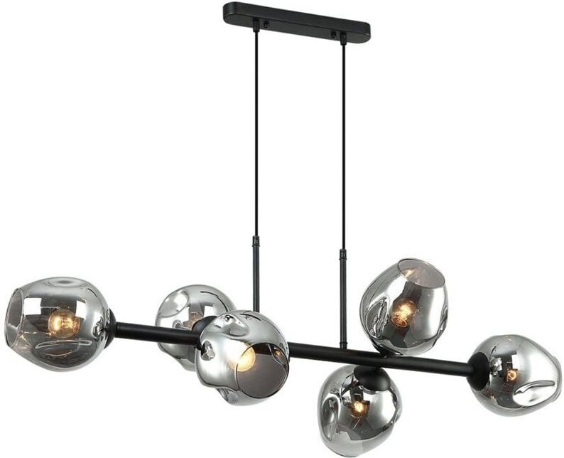 Borgo - Moderner hängender Anhänger schwarz, Smoky 6 Light mit Graphit Smoky Shade, E27 - Italux