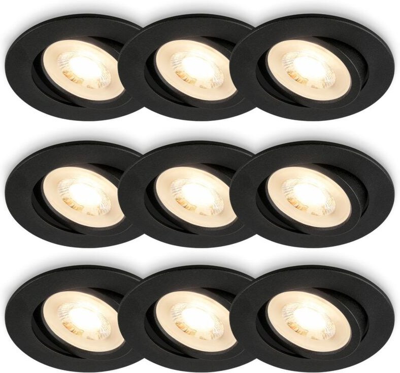 Briloner PIWO 3x3er Set LED Einbauleuchten, Schwenkbar, Schwarz, Ø8 x 2,2 cm