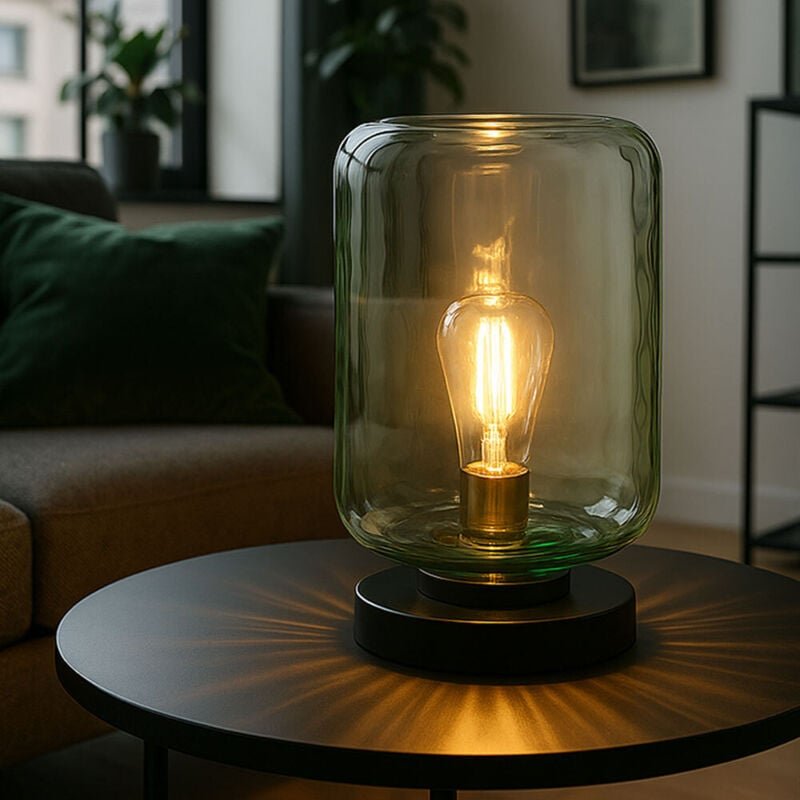Globo - Tischleuchte Beistelllampe Nachttischlampe Schreibtischlampe Metall Glas Grün