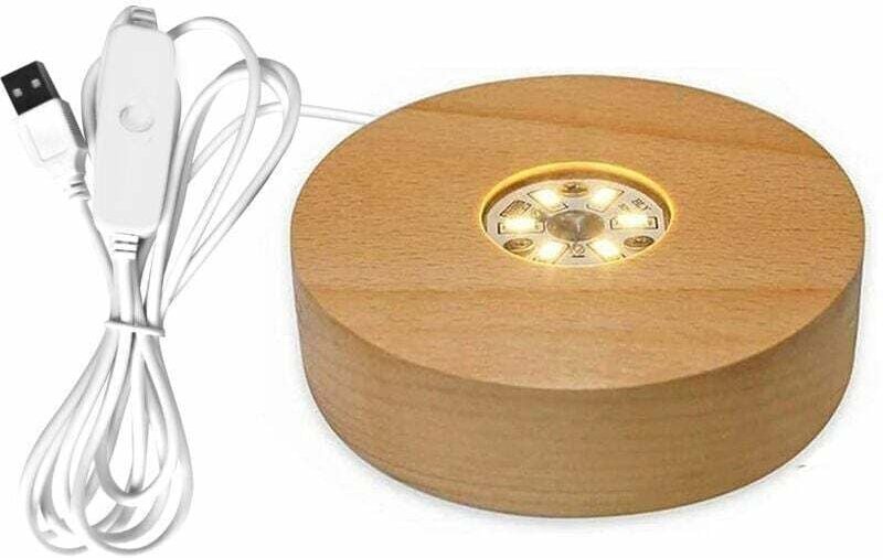 Pied de lampe en bois massif, présentoir rotatif, accessoires rechargeables, avec télécommande, éclairage LED