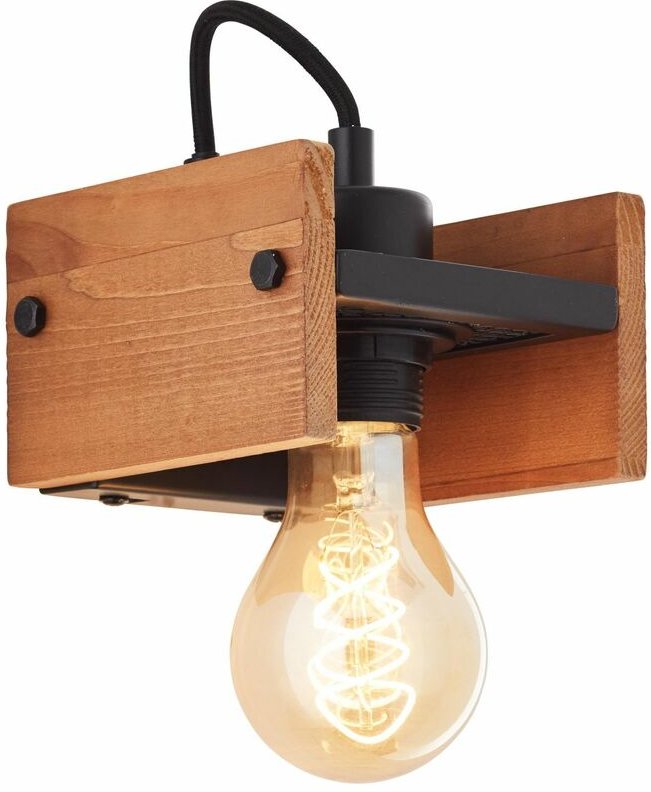 Calandra Wandleuchte 1flg schwarz/holzfarben 1x A60, E27, 42W, geeignet für Normallampen (nicht enthalten) - Brilliant