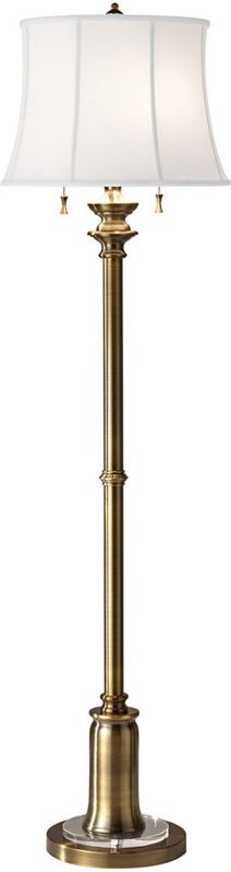 Stehlampe Stehleuchte Wohnzimmerlampe Stahl Messing H 157,5 cm 2 Flammig