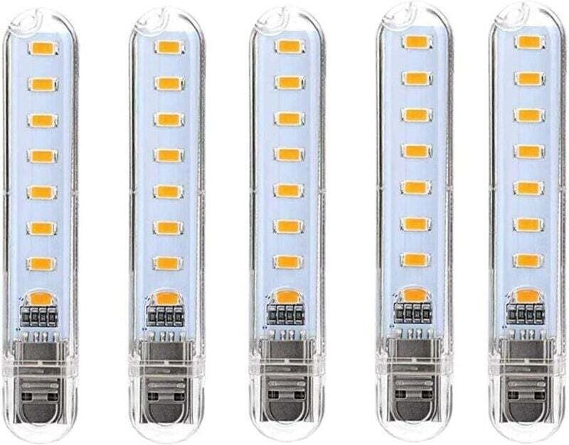 USB-LED-Lampe, Mini-tragbare USB-LED-Lampe, 5er-Pack Computer-Tastaturbeleuchtung, für PC, Laptop, externe Batterie (Kal...