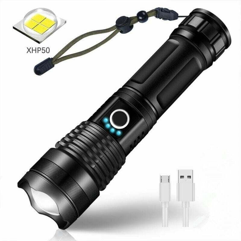 Ber usb wiederaufladbare, ultrastarke 3000 Lumen cree XHP50 LED-Taschenlampe, 5 Modi, IP65 wasserdicht, militärisch, zoo...