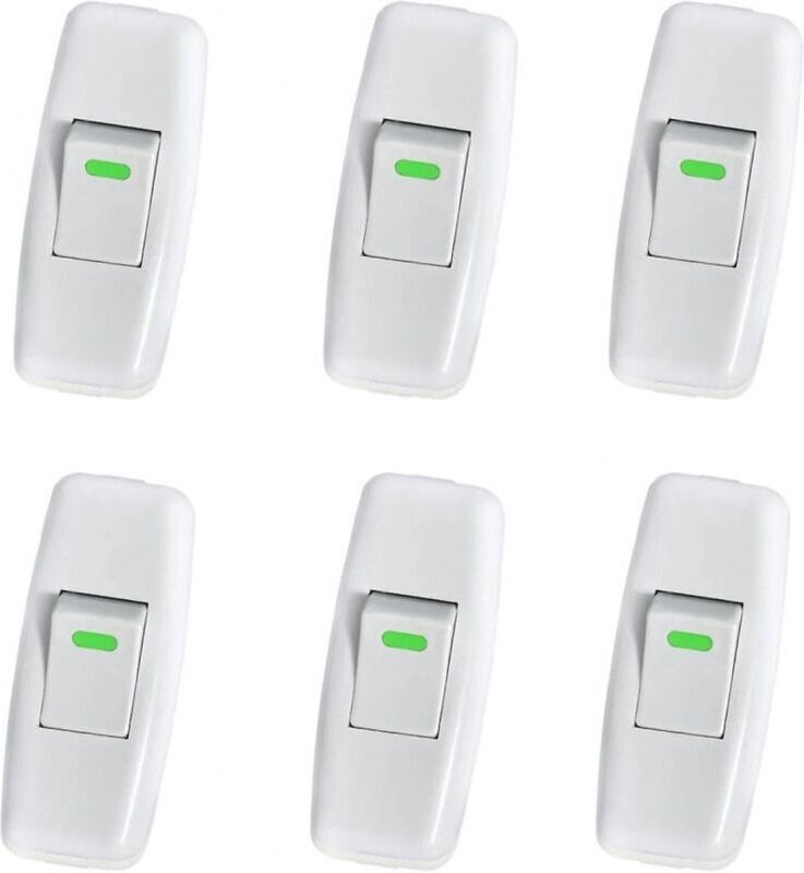 Lampenschalter, Nachttischlampenschalter, Wippschalter für Nachttischlampen, Ersatzknopf, 6er-Pack