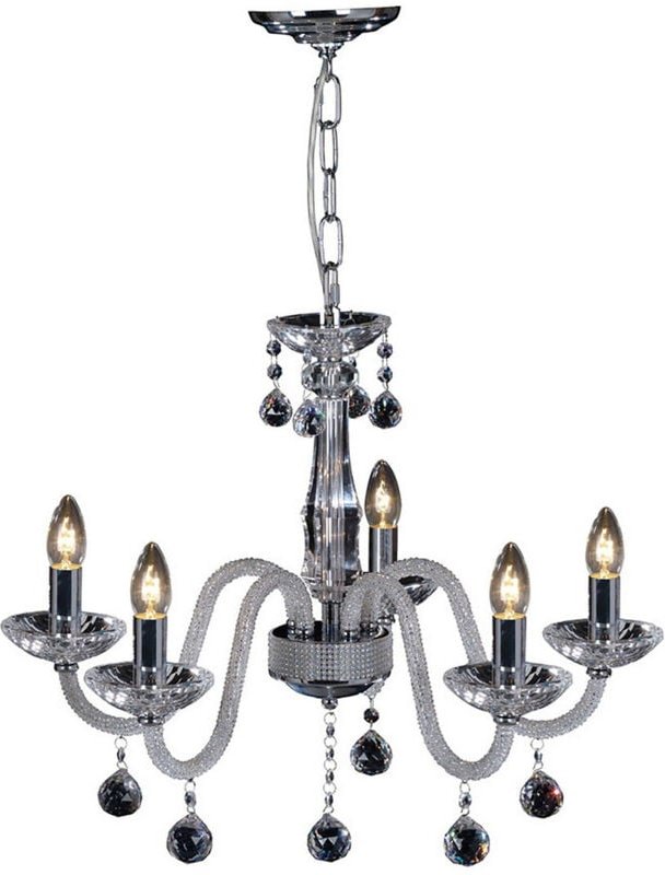 Inspired Amora Pendelleuchte, 5-flammig, E14, poliertes Chrom/Kristall