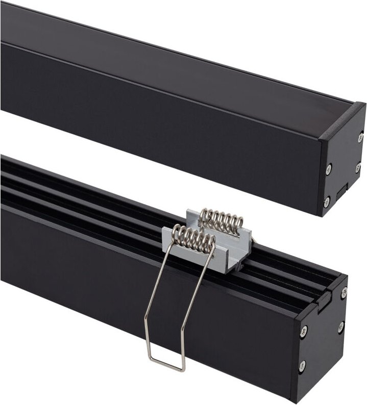 Aluminiumprofil Aufbau mit eingebauter Befestigung durch Clips für LED Streifen bis 24 mm mit durchgehender Abdeckung Sc...