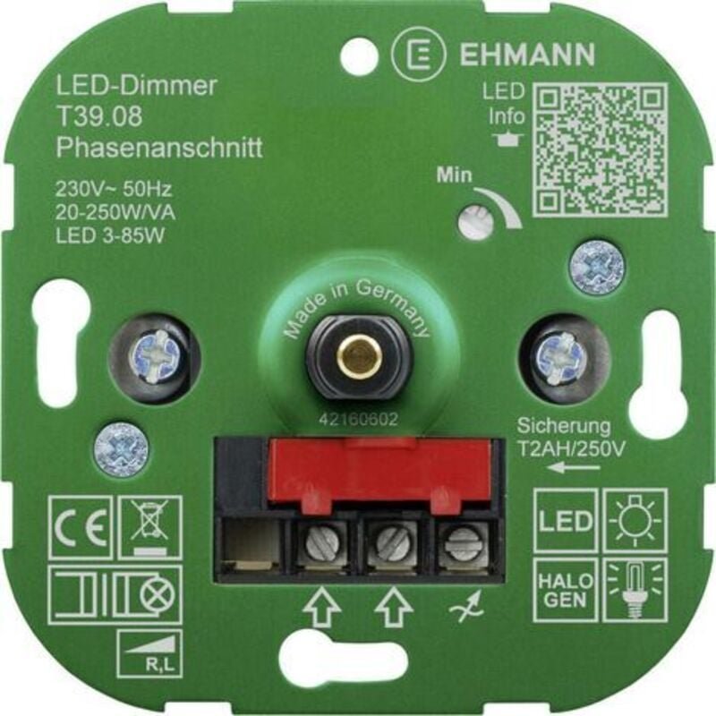 3900x0800 Unterputz Dimmer Geeignet für Leuchtmittel: LED-Lampe, Energiesparlampe, Halogenlam - Ehmann