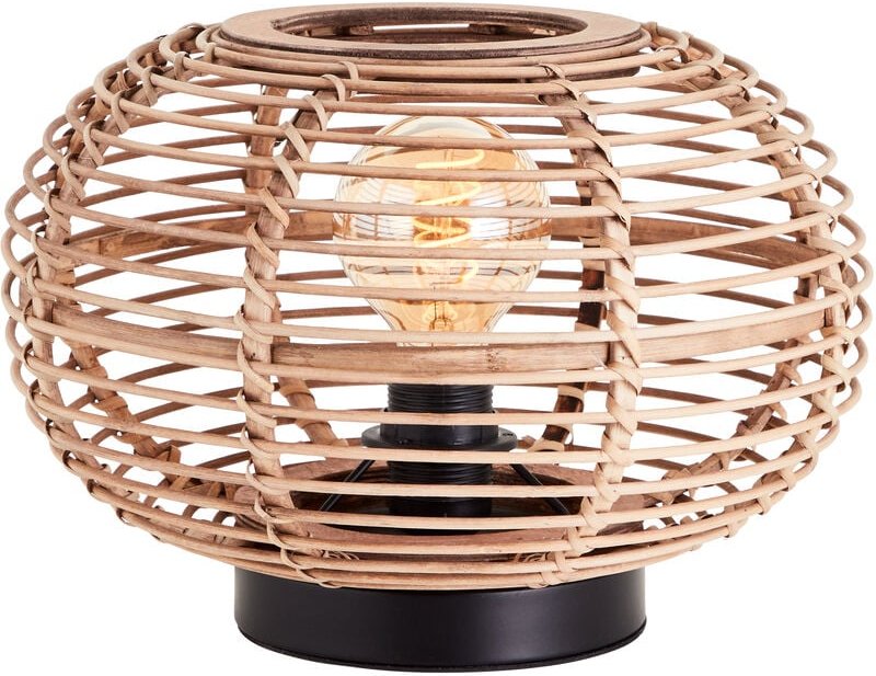 Lampe Woodball Tischleuchte 1flg schwarz matt/bambus Metall/Glas braun 1x A60, E27, 40 w - Brilliant