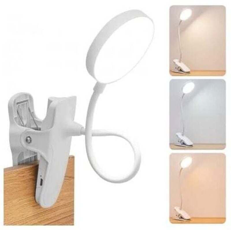 USB-LED-Nachttischlampe zum Anklemmen, Touch-Steuerung, 3 Beleuchtungsmodi mit Augenschutz mit Clip