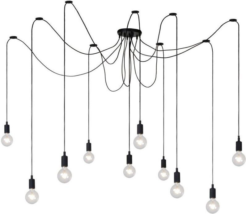 Fix - Pendelleuchten - 10xE27 - Schwarz - Lucide