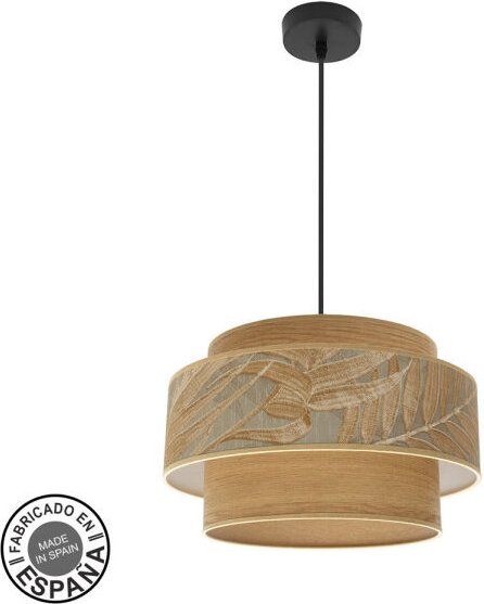 Akunadecor Lampe 40 Cm Modell Samoa mit doppeltem Lampenschirm Braun