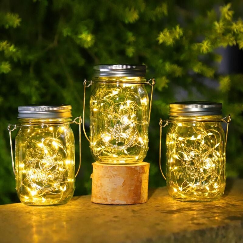 Thumbnail - 3 Stück Solarlaternen für den Außenbereich – 30 LED-Solarleuchten für den Garten, IP65 wasserdichte Außenlaterne, Einmac...