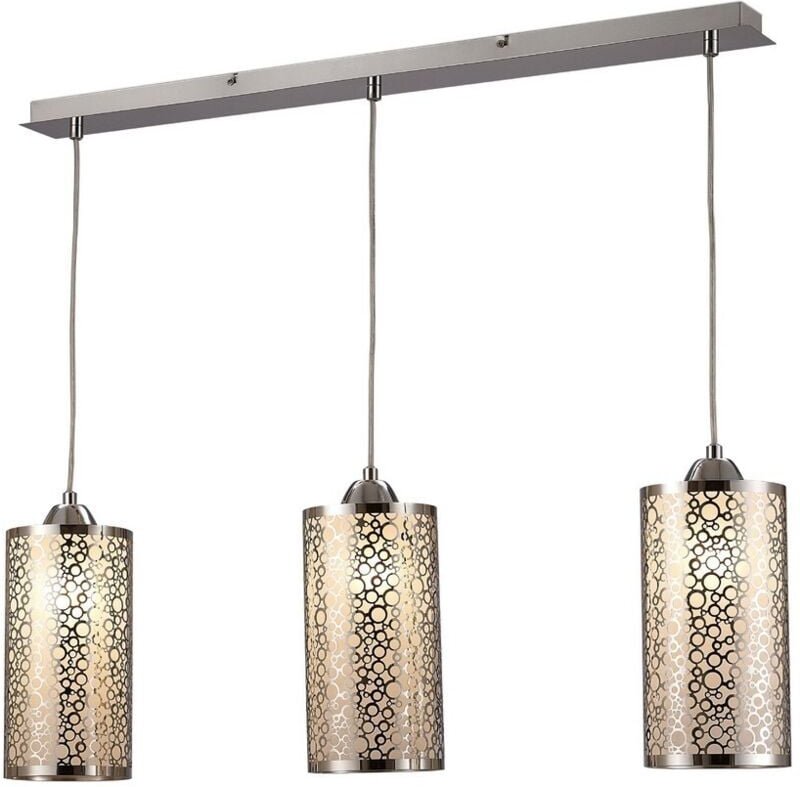 Inspired Deco - Charon - Kreismuster Deckenanhänger 3 Licht E27 Linear poliertes Chrom