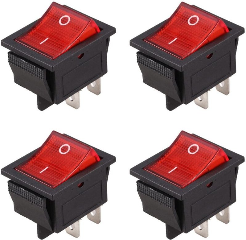 4X Rot Beleuchtet 4 Pin dpst on / OFF-Snap in Wippschalter 16A 20A 250V ac