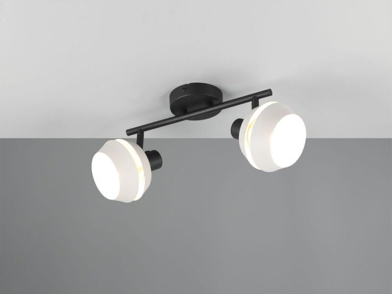 Reality Leuchten - Deckenstrahler isla 2-flammig Schwarz, Metallschirme Grau, Breite 37cm