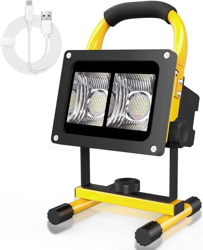 40W wiederaufladbarer LED-Flutlichtstrahler, tragbare IP65 wasserdichte Arbeitsleuchte mit USB-Anschluss für Werkstatt, ...