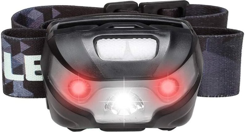 LED-Stirnlampe, USB-aufladbar, 6 Modi, IPX4 wasserdicht, Zoom-Taschenlampe mit Detektor