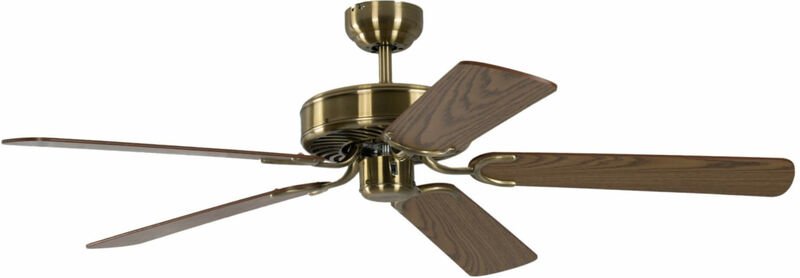 Deckenventilator Potkuri Messing antik / Eiche